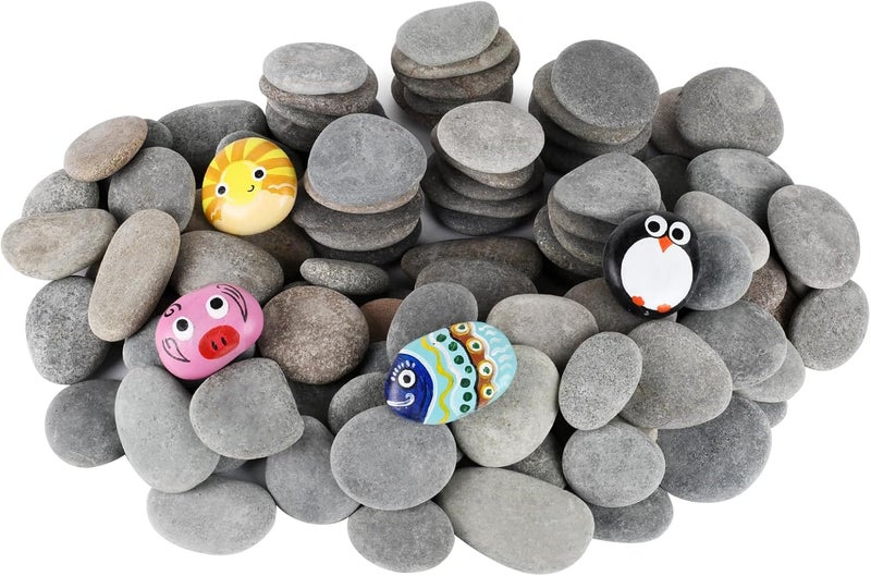 Simetufy 150 Pcs River Rocks for Painting, 2"-3" Painting Rocks, Flat & Smooth Stones Bulk to Paint, Natural Crafts & Art for Kids Adults - Image 1